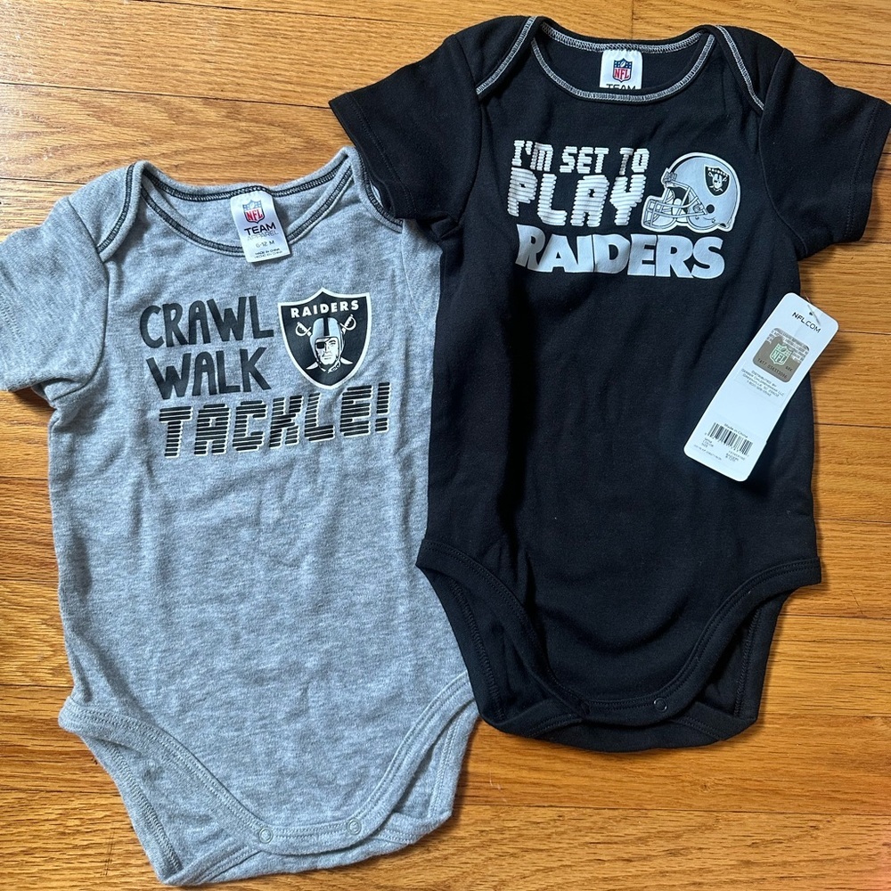 Raiders Baby One Piece Set - Gray and Black